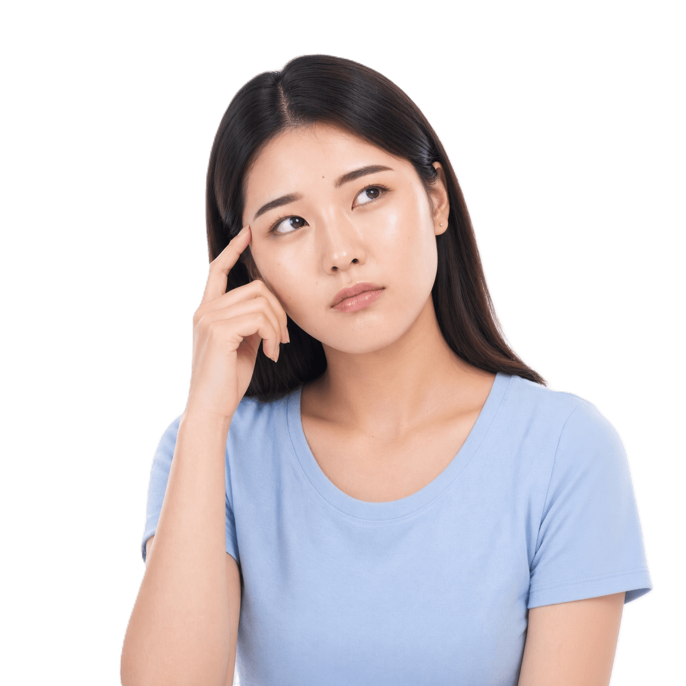 Person considering their skincare needs